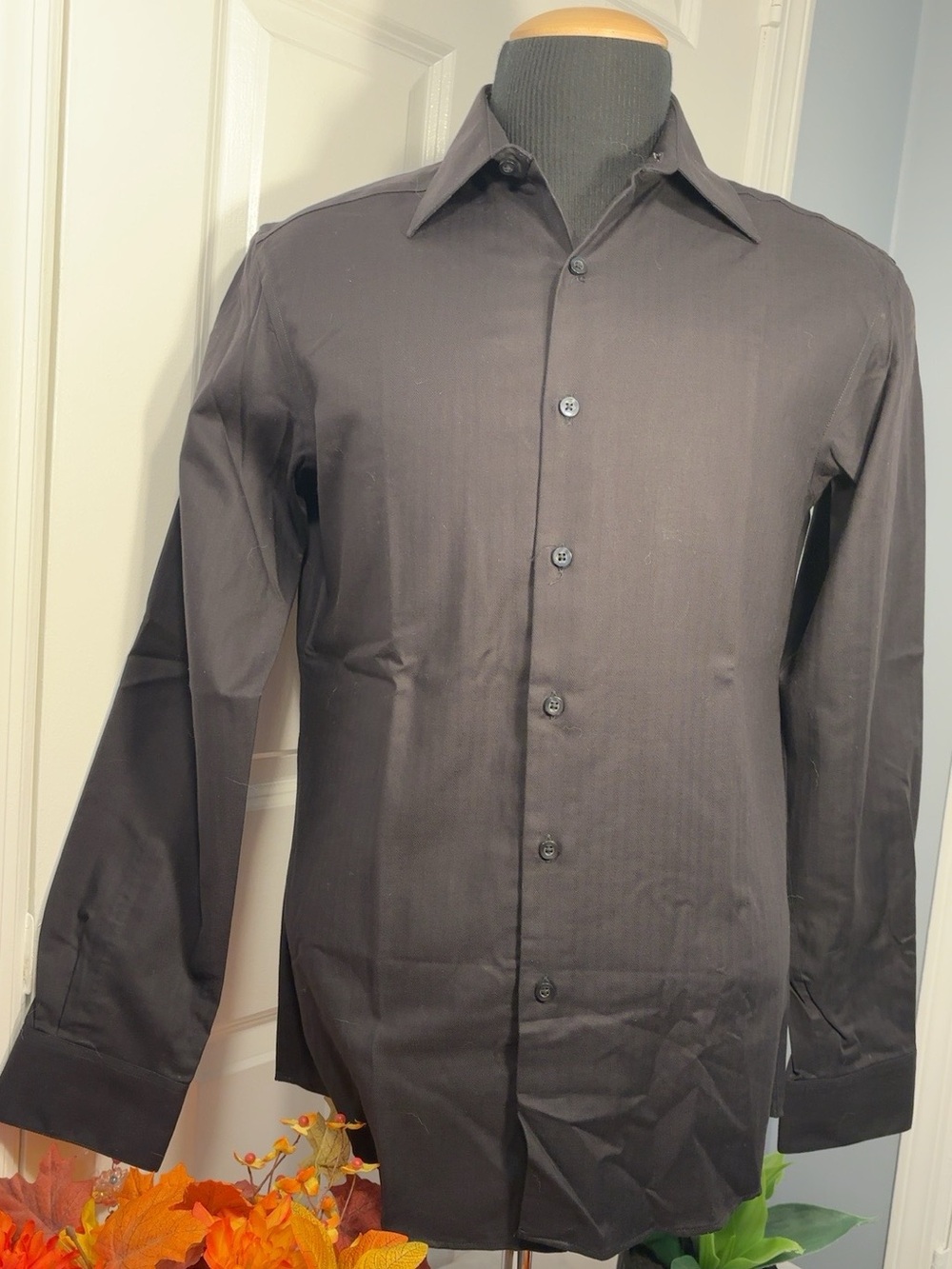 Claiborne Men’s Black Fitted Dress Shirt Size 15 34/35 100% Cotton